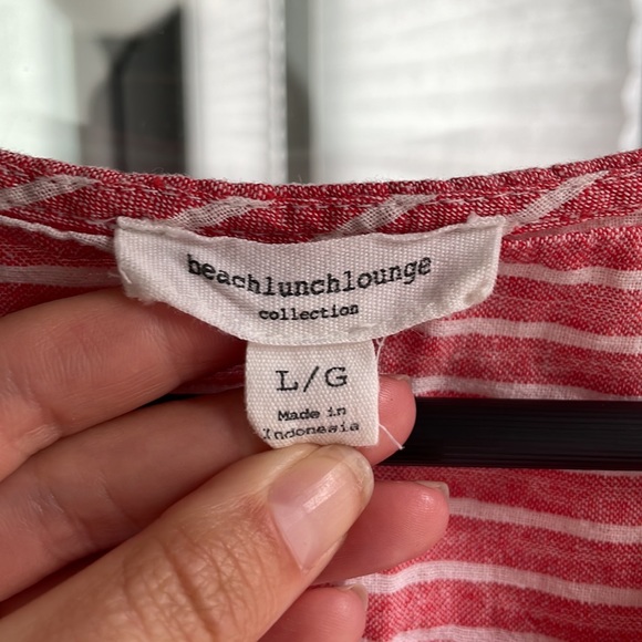 EUC linen blend red and white dress size l - Picture 2 of 5